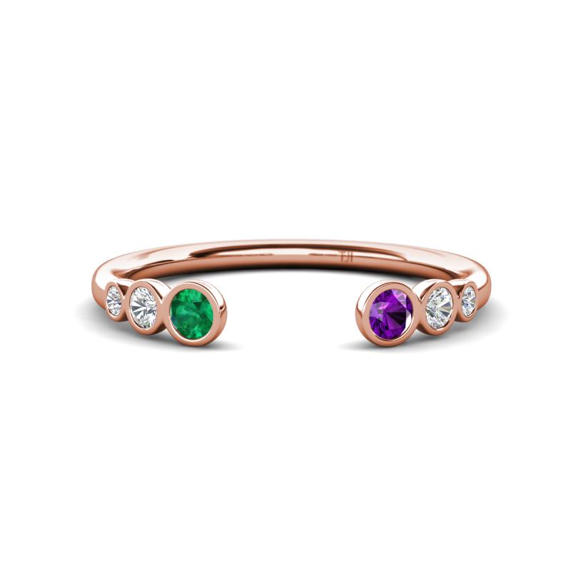 Makena Emerald and Amethyst Open Wedding Band 