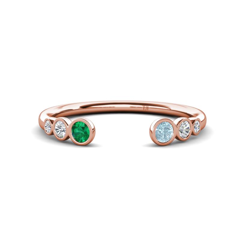 Makena Emerald and Aquamarine Open Wedding Band 