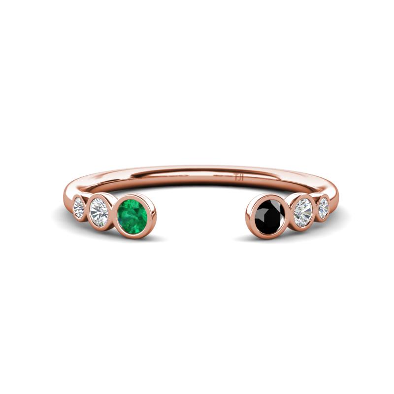 Makena Emerald and Black Diamond Open Wedding Band 
