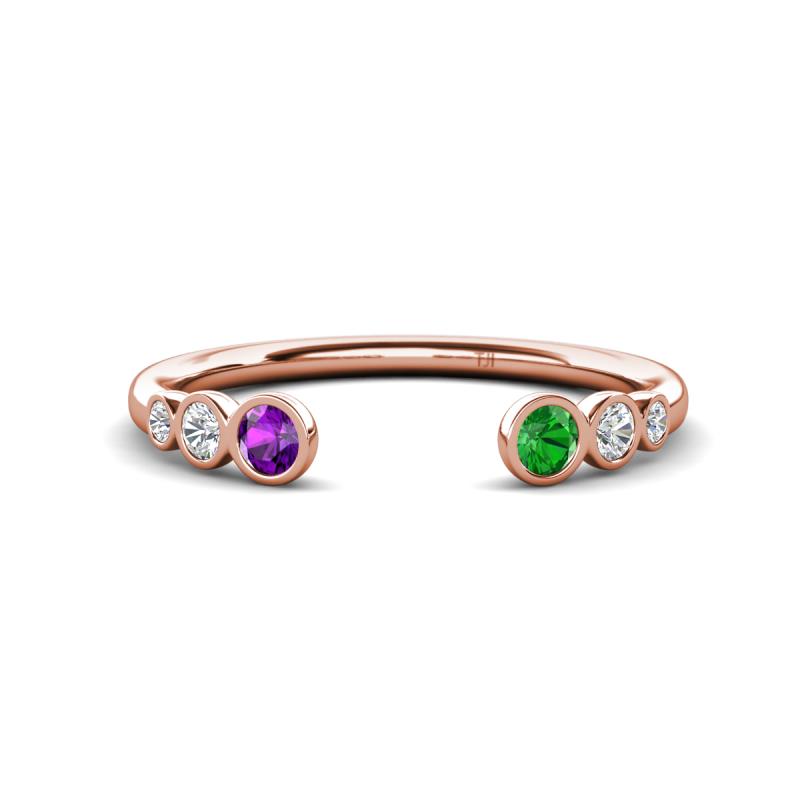 Makena Amethyst and Green Garnet Open Wedding Band 