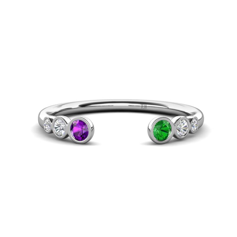 Makena Amethyst and Green Garnet Open Wedding Band 