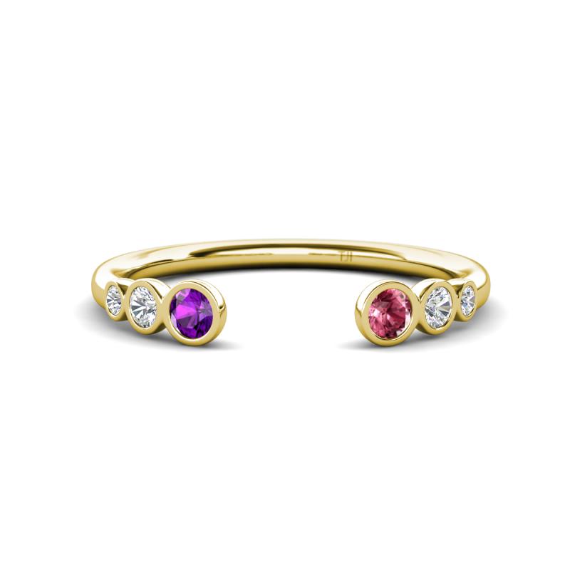 Makena Amethyst and Pink Tourmaline Open Wedding Band 