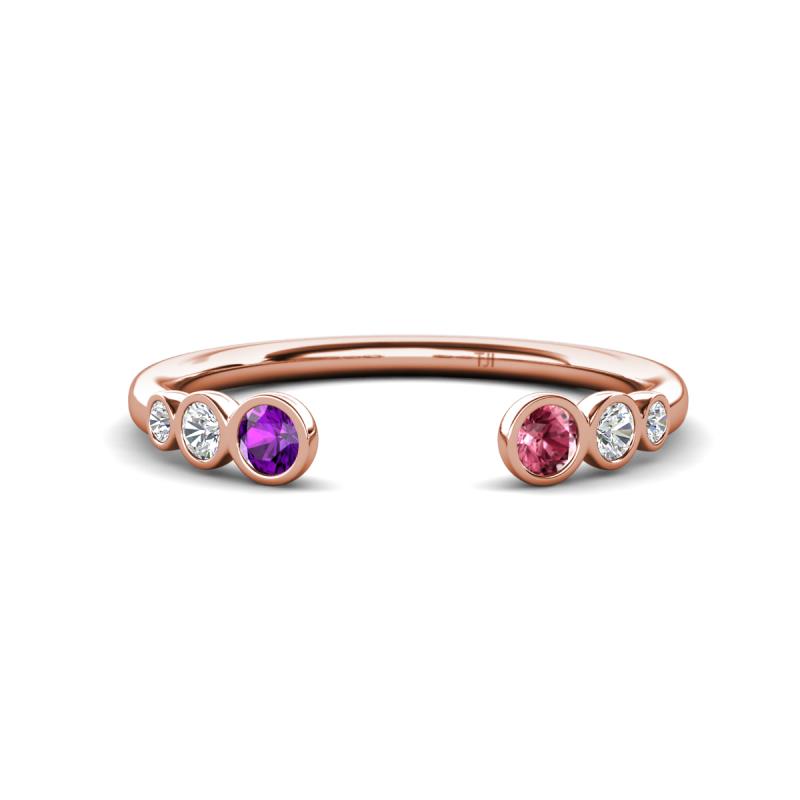 Makena Amethyst and Pink Tourmaline Open Wedding Band 