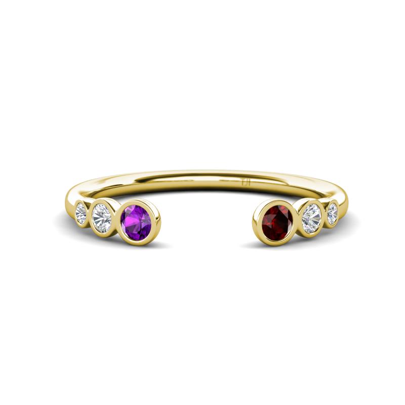 Makena Amethyst and Red Garnet Open Wedding Band 