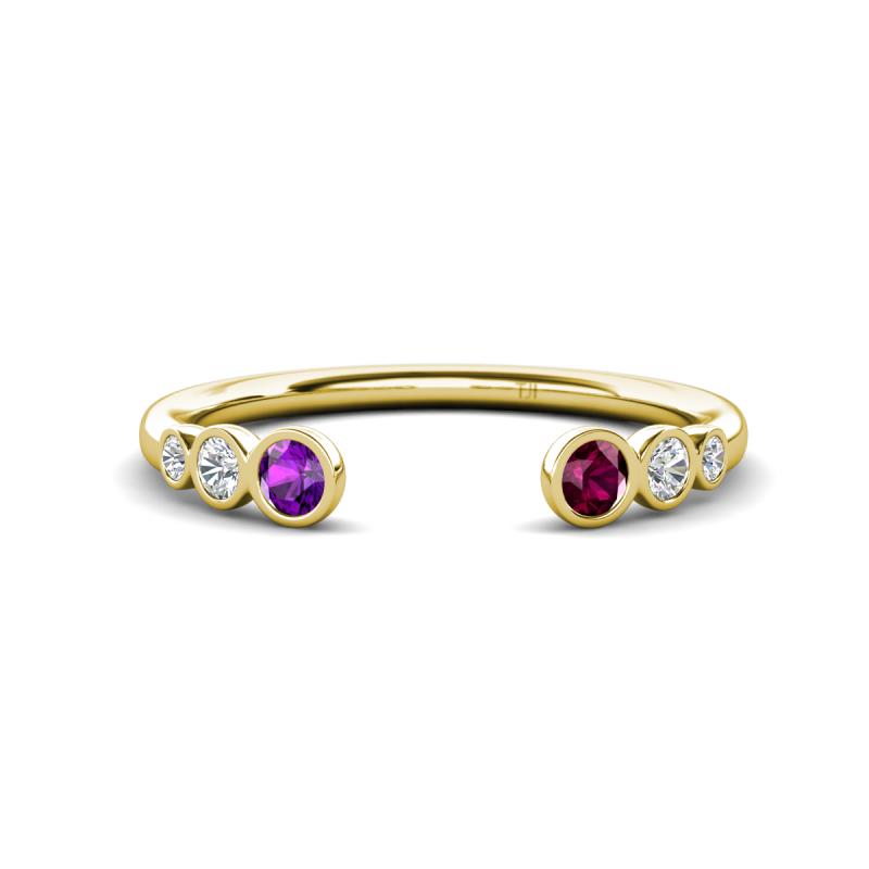 Makena Amethyst and Rhodolite Garnet Open Wedding Band 