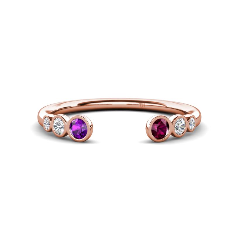 Makena Amethyst and Rhodolite Garnet Open Wedding Band 