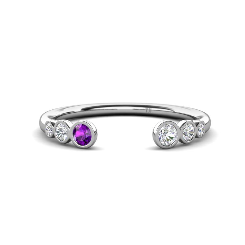 Makena Amethyst and Lab Grown Diamonds Open Wedding Band 