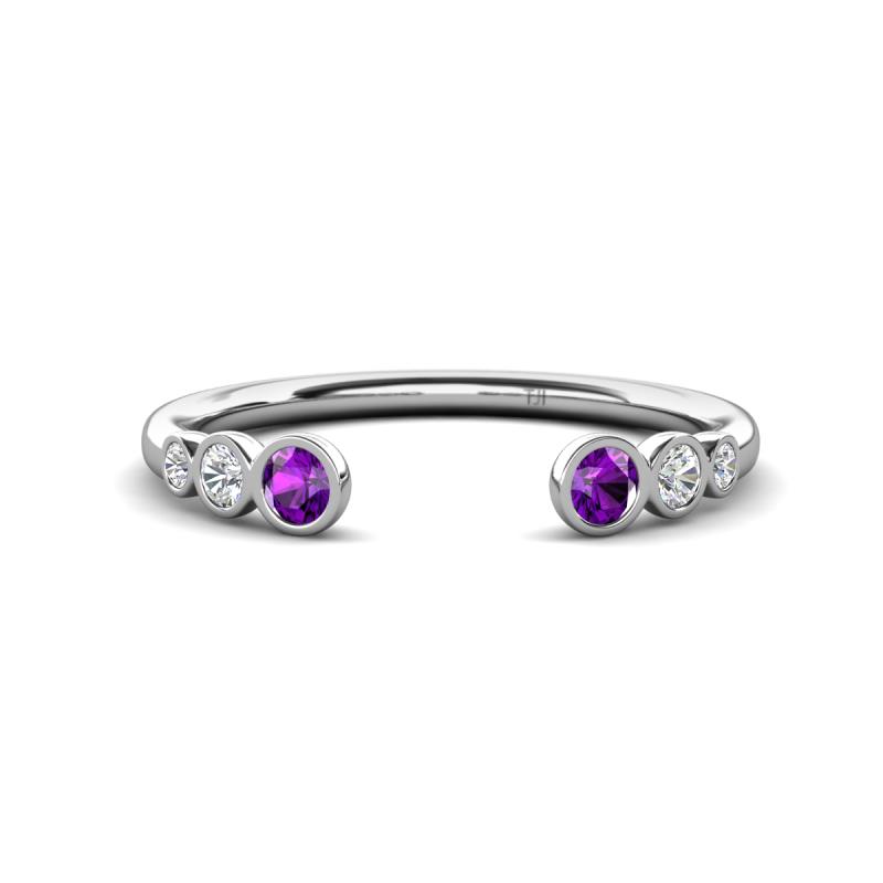 Makena Amethyst and Lab Grown Diamonds Open Wedding Band 