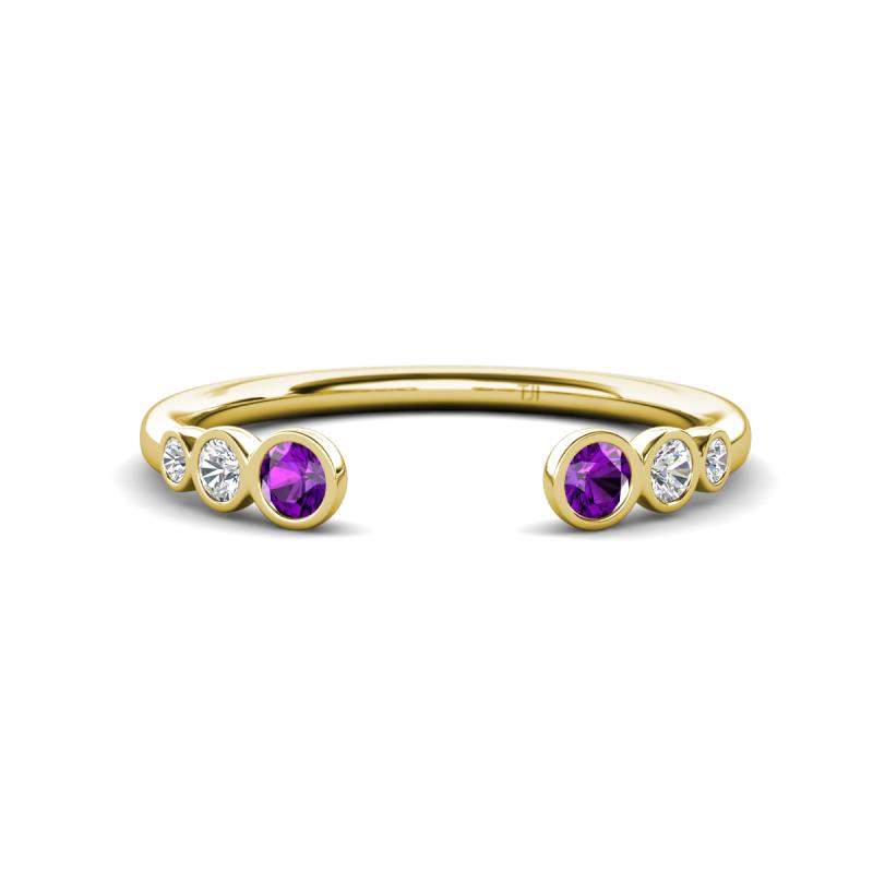Makena Amethyst and Lab Grown Diamonds Open Wedding Band 