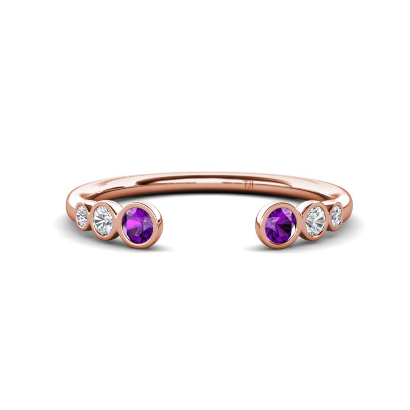 Makena Amethyst and Lab Grown Diamonds Open Wedding Band 