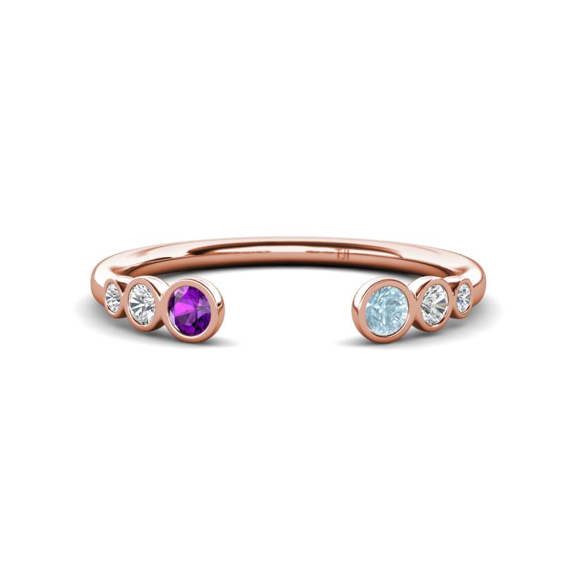 Makena Amethyst and Aquamarine Open Wedding Band 