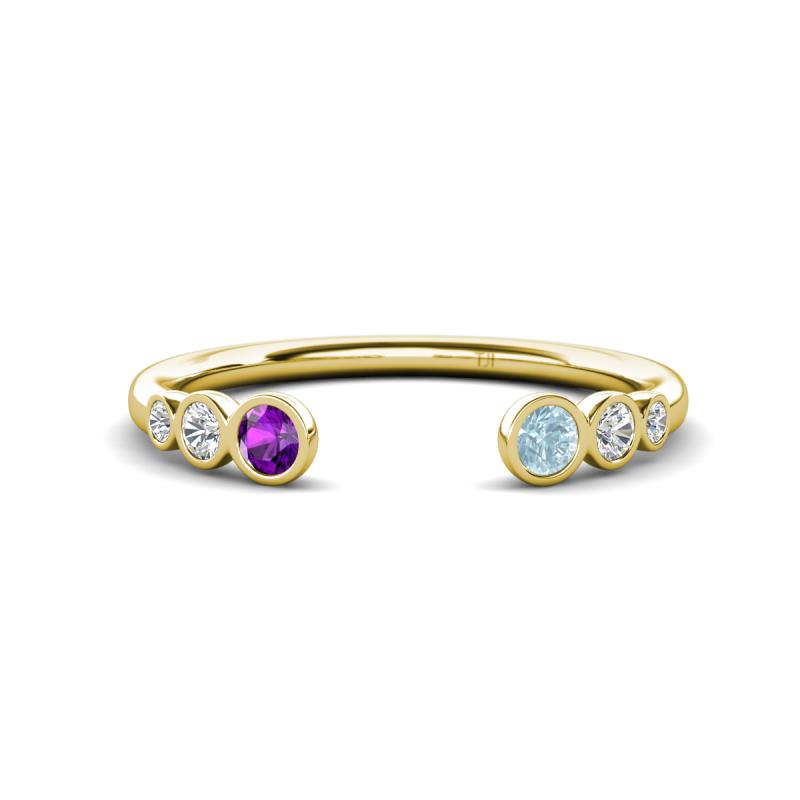 Makena Amethyst and Aquamarine Open Wedding Band 