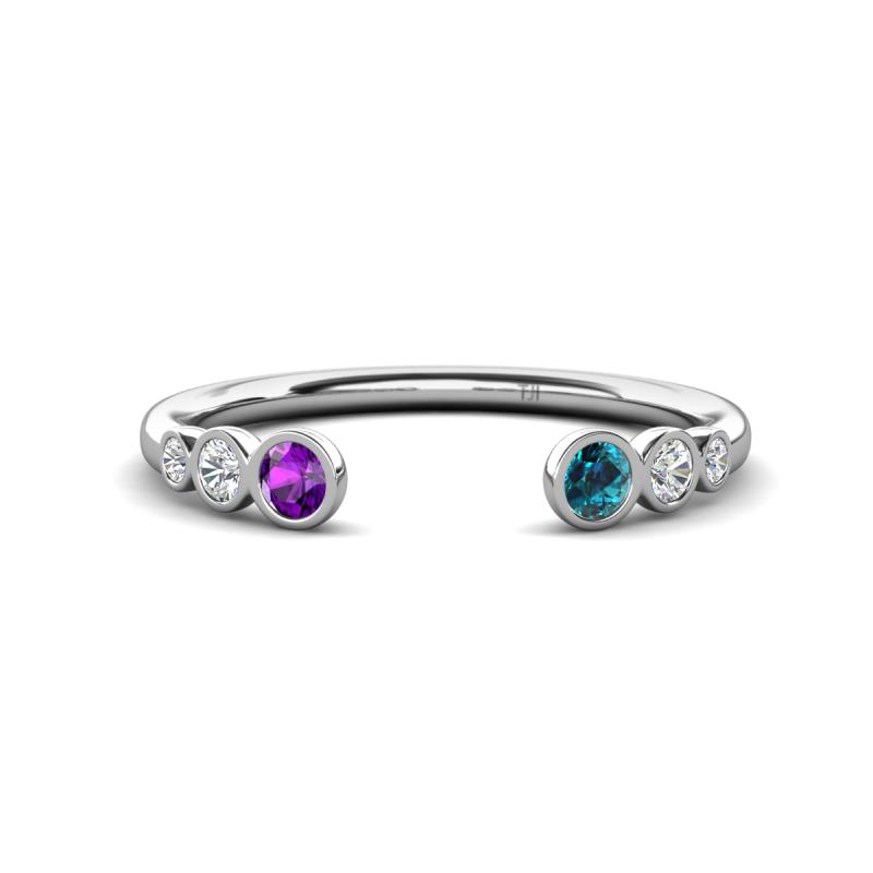 Makena Amethyst and Blue Diamond Open Wedding Band 