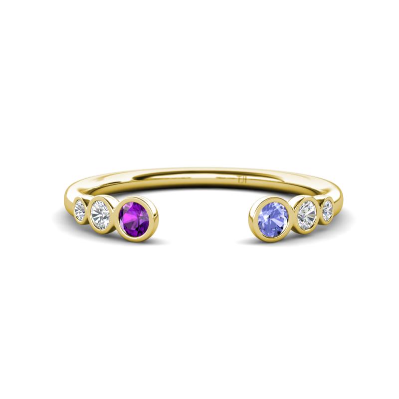 Makena Amethyst and Tanzanite Open Wedding Band 
