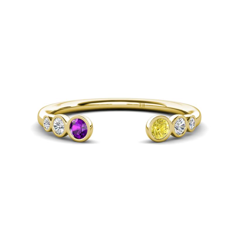 Makena Amethyst and Yellow Diamond Open Wedding Band 