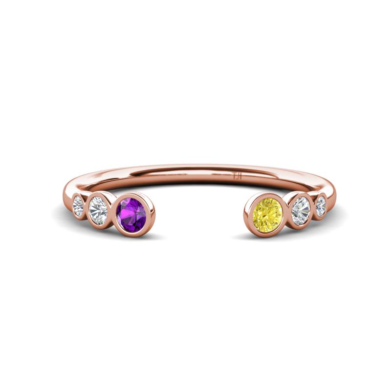 Makena Amethyst and Yellow Diamond Open Wedding Band 