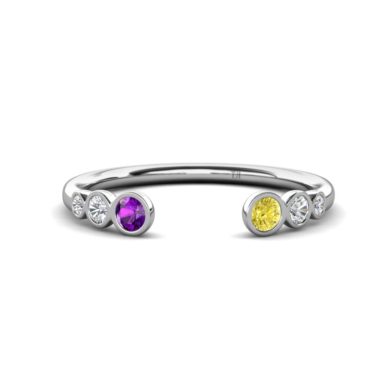 Makena Amethyst and Yellow Diamond Open Wedding Band 