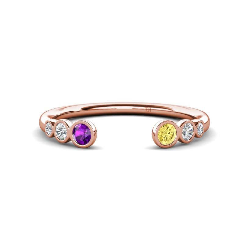 Makena Amethyst and Yellow Sapphire Open Wedding Band 
