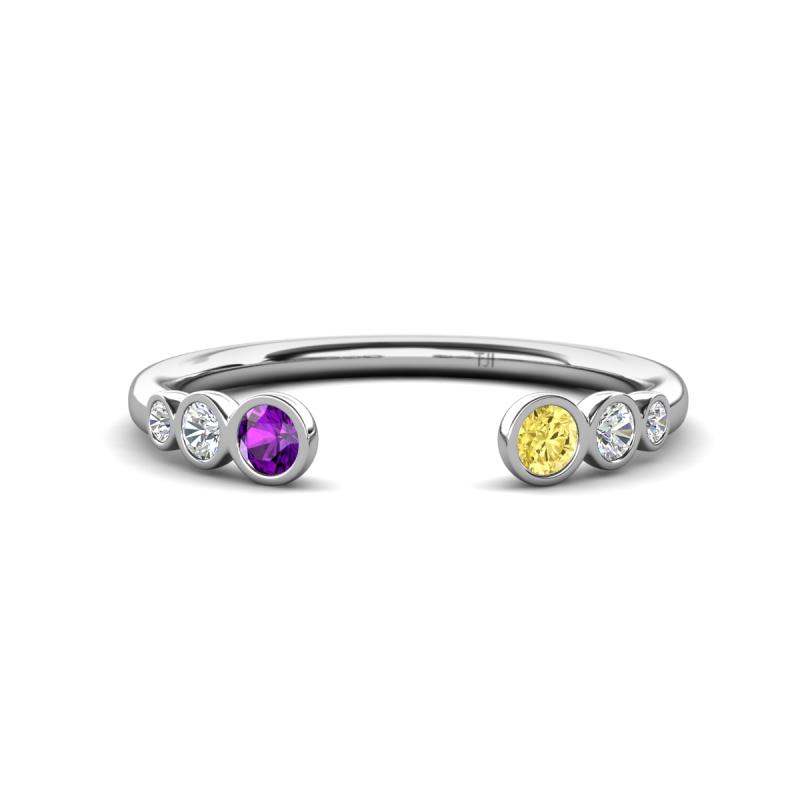 Makena Amethyst and Yellow Sapphire Open Wedding Band 