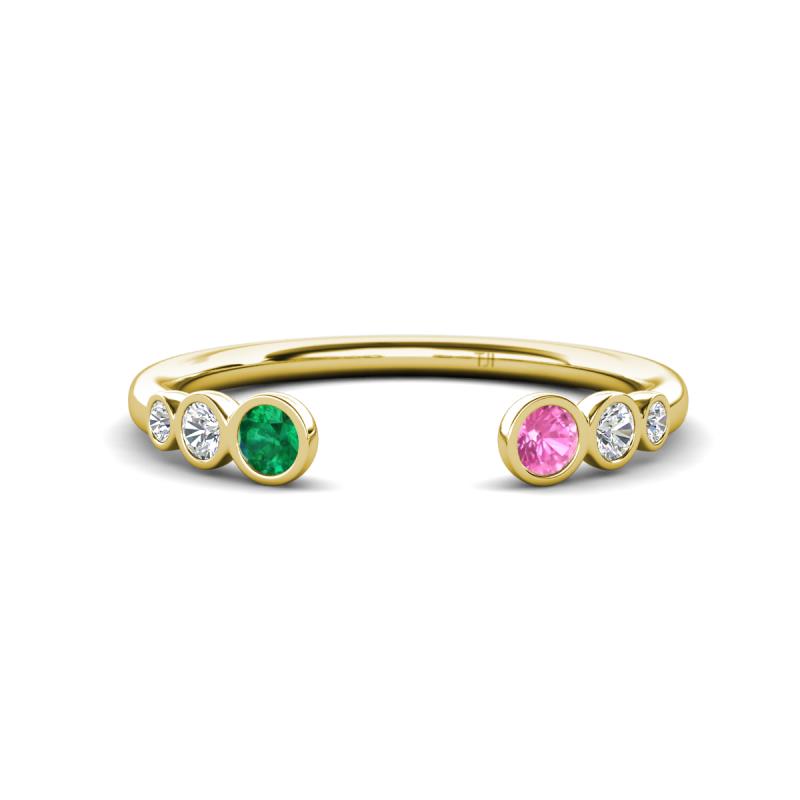 Makena Emerald and Pink Sapphire Open Wedding Band 