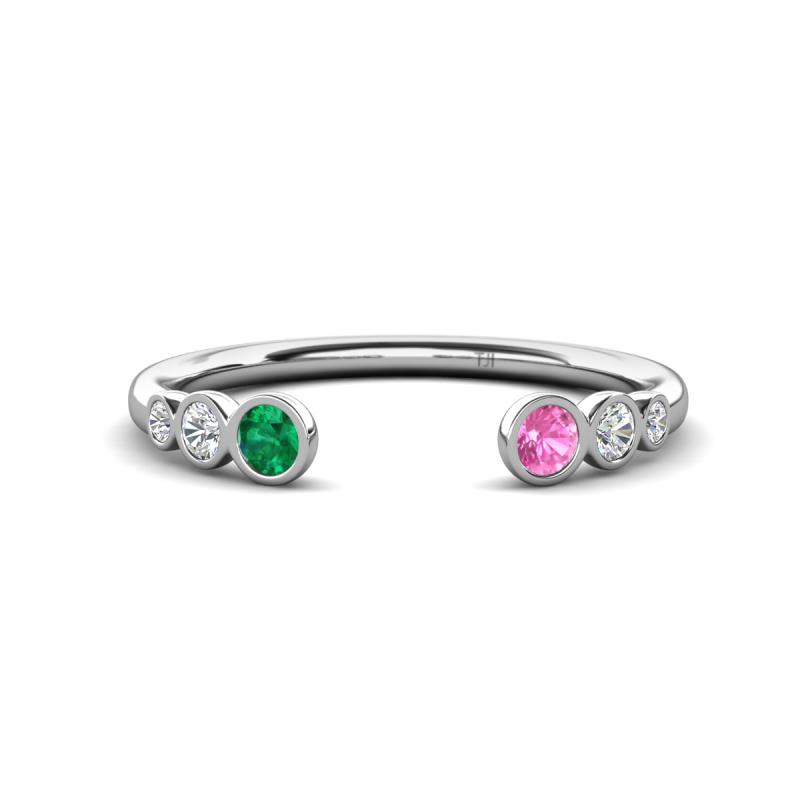 Makena Emerald and Pink Sapphire Open Wedding Band 