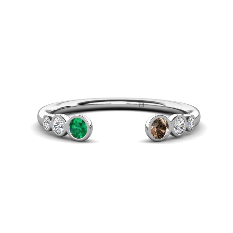 Makena Emerald and Smoky Quartz Open Wedding Band 