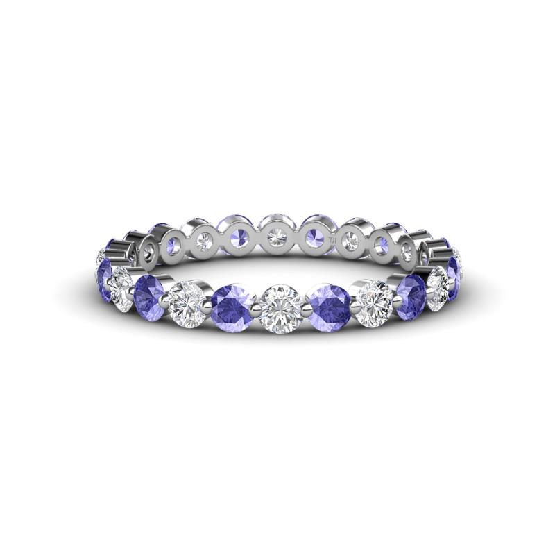 Floating Tanzanite and Diamond Womens Eternity Ring Stackable 1 5/8 ctw ...