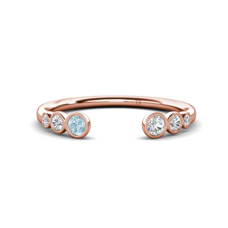 Makena Aquamarine and Lab Grown Diamonds Open Wedding Band 