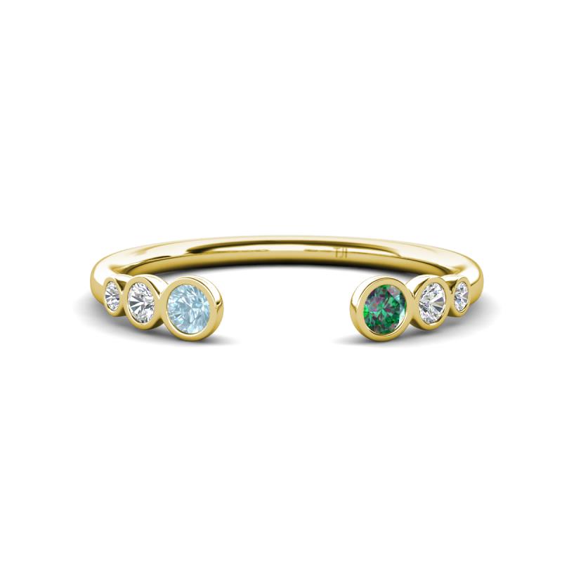 Makena Aquamarine and Created Alexandrite Open Wedding Band 