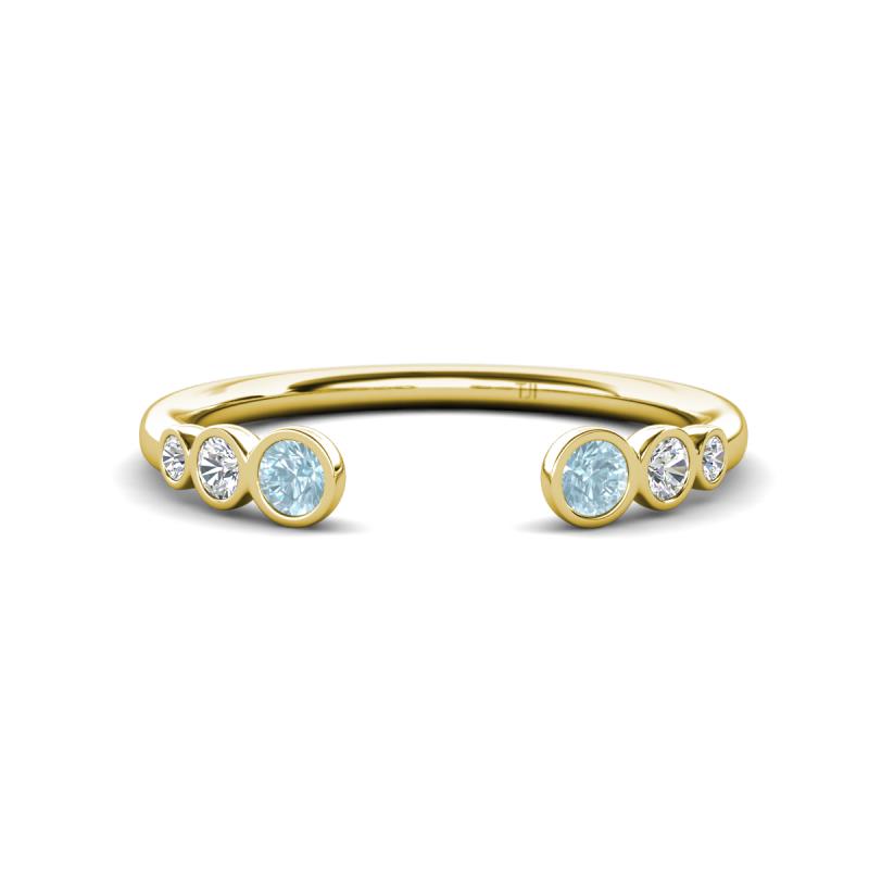 Makena Aquamarine and Lab Grown Diamonds Open Wedding Band 