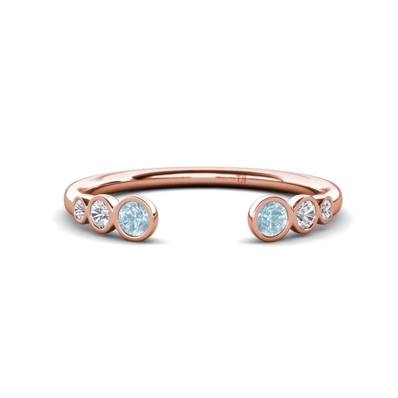 Makena Aquamarine and Lab Grown Diamonds Open Wedding Band 