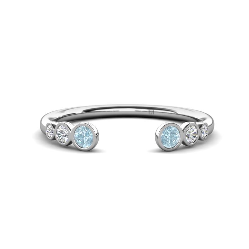 Makena Aquamarine and Lab Grown Diamonds Open Wedding Band 