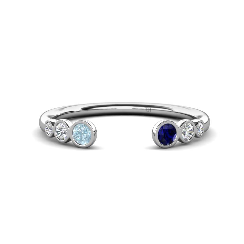 Makena Aquamarine and Blue Sapphire Open Wedding Band 
