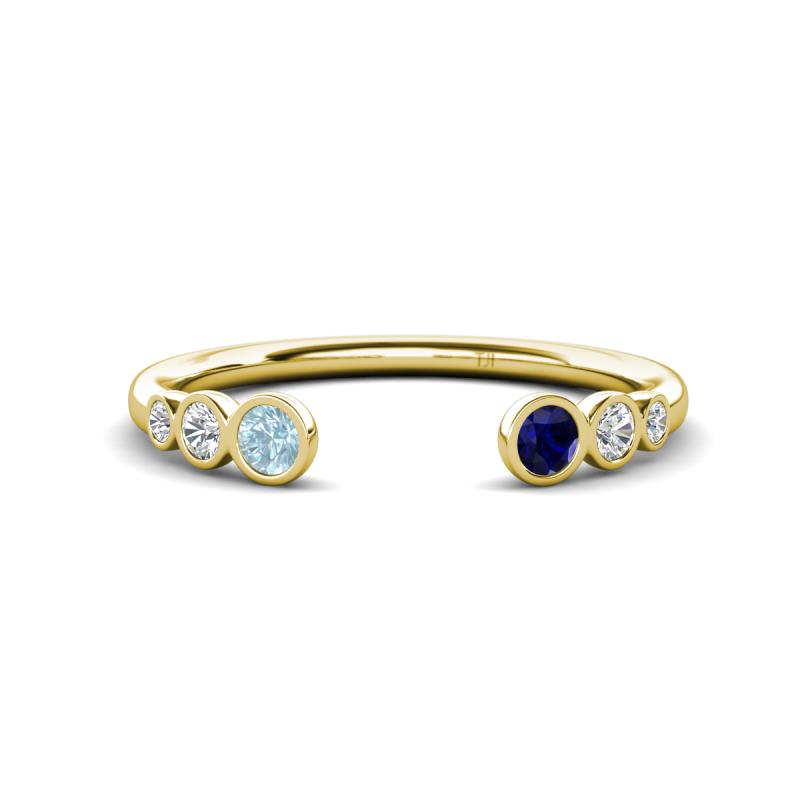 Makena Aquamarine and Blue Sapphire Open Wedding Band 