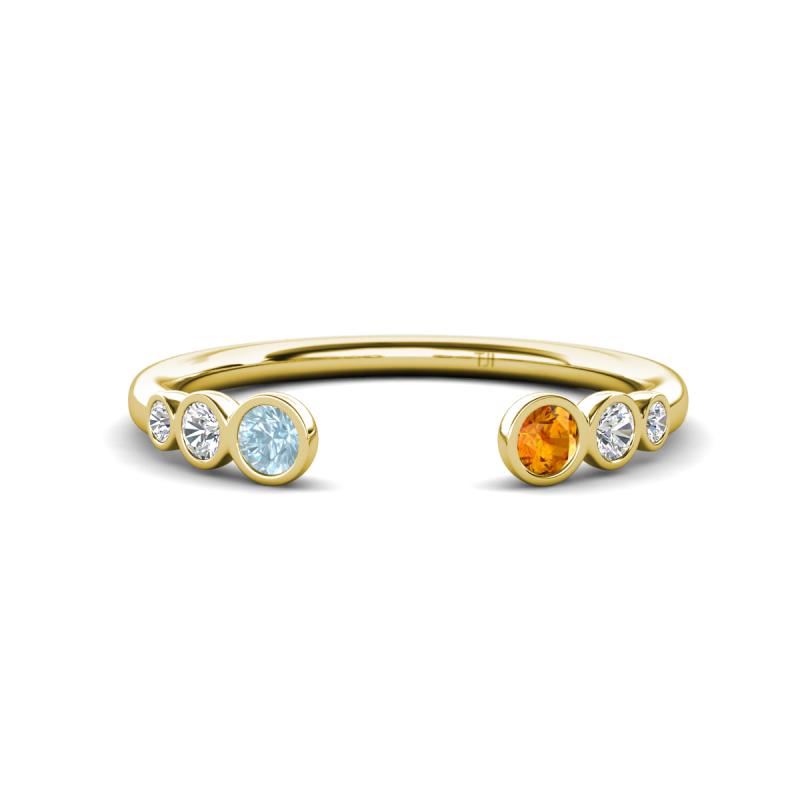 Makena Aquamarine and Citrine Open Wedding Band 