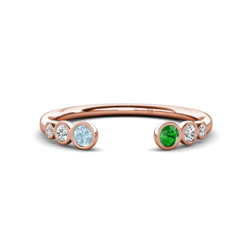 Makena Aquamarine and Green Garnet Open Wedding Band 
