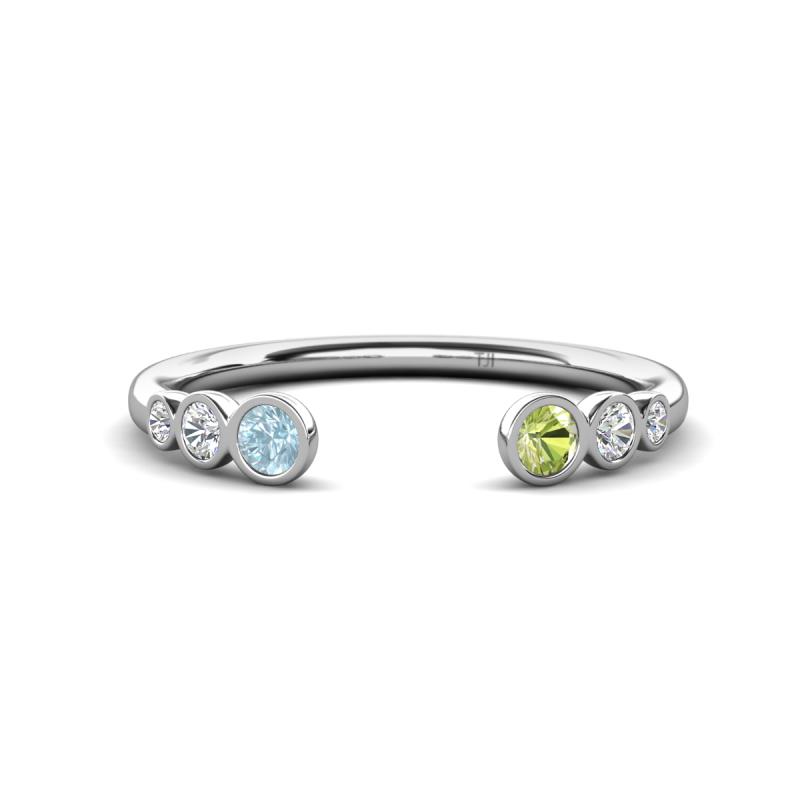 Makena Aquamarine and Peridot Open Wedding Band 