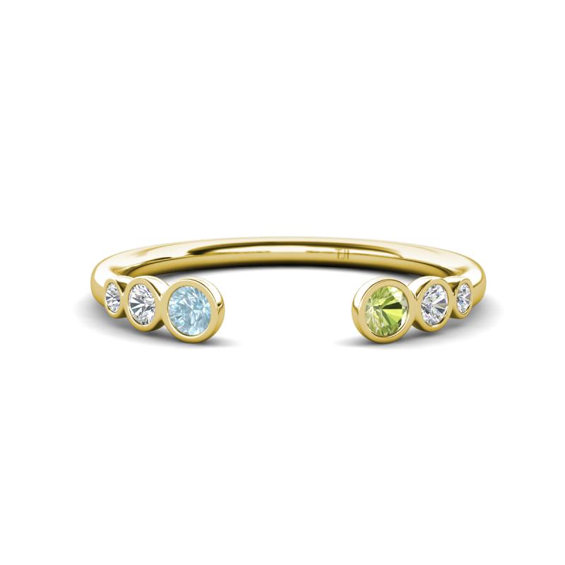 Makena Aquamarine and Peridot Open Wedding Band 