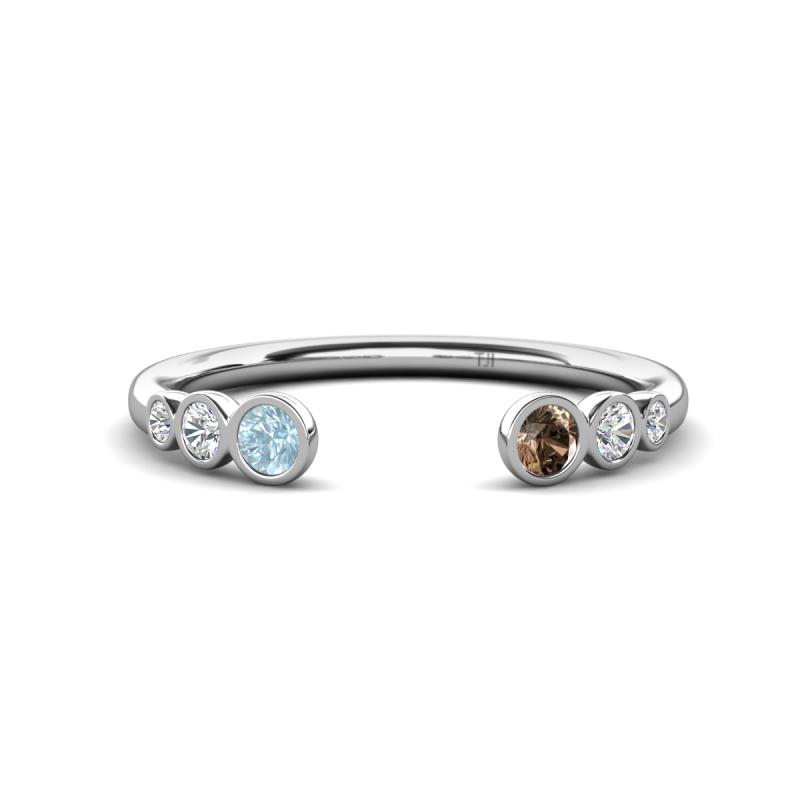 Makena Aquamarine and Smoky Quartz Open Wedding Band 