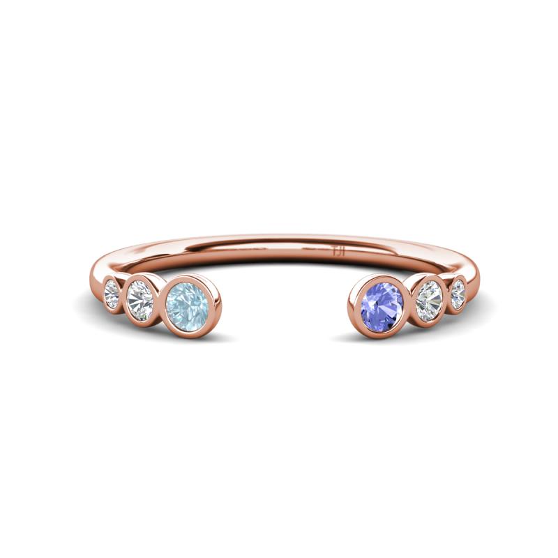 Makena Aquamarine and Tanzanite Open Wedding Band 