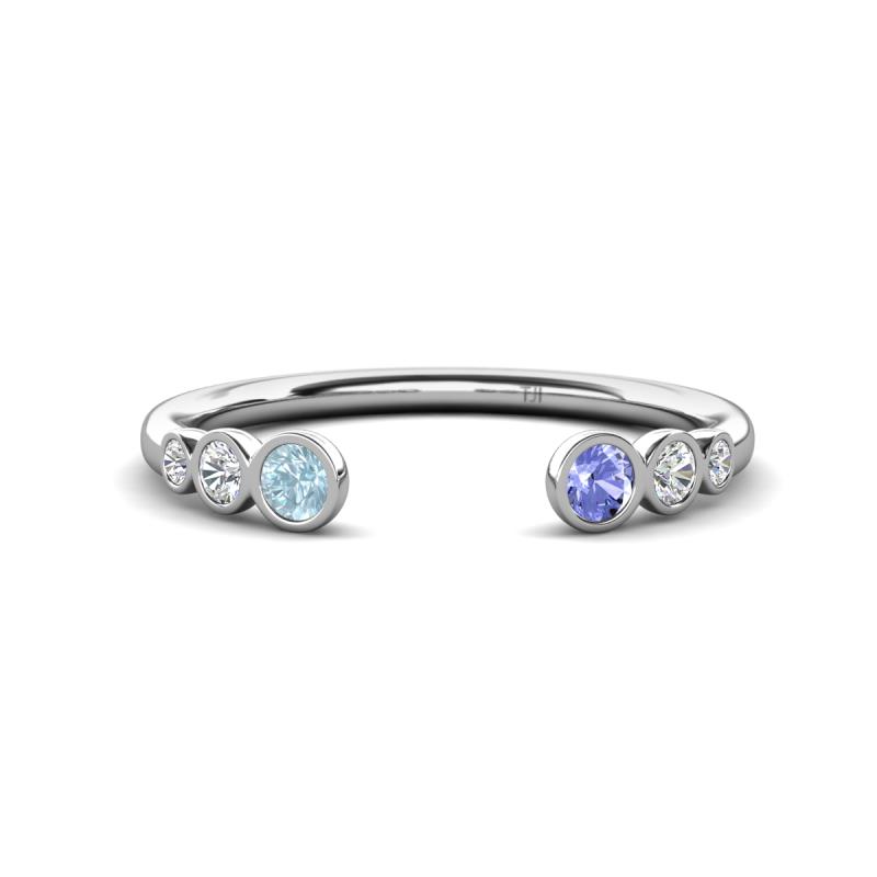 Makena Aquamarine and Tanzanite Open Wedding Band 