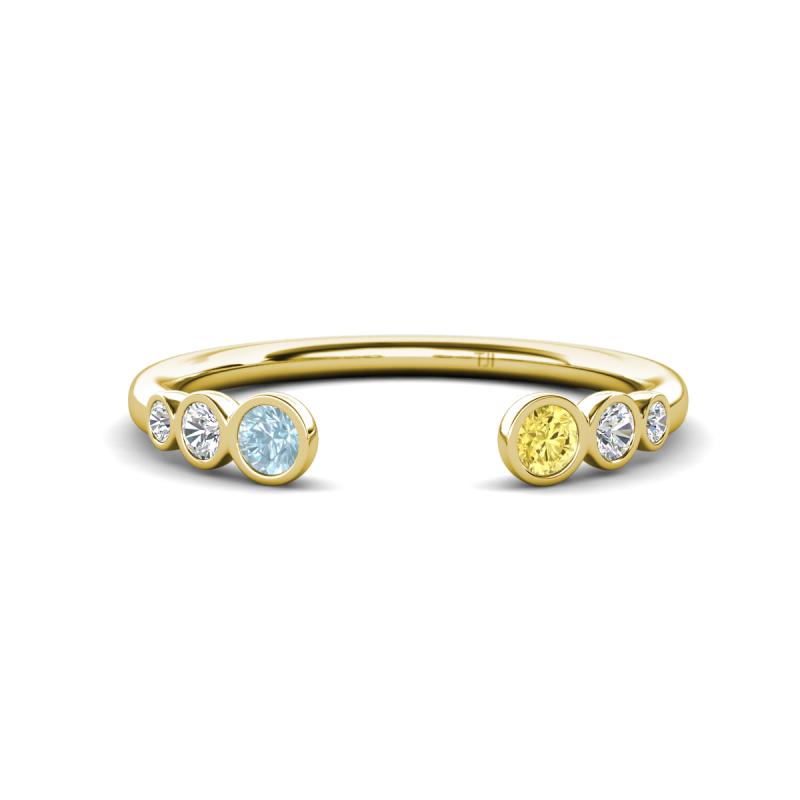 Makena Aquamarine and Yellow Sapphire Open Wedding Band 