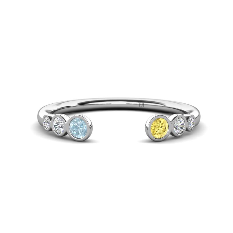 Makena Aquamarine and Yellow Sapphire Open Wedding Band 