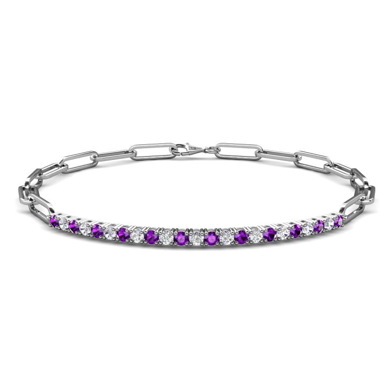 Lily 0.87 ctw Amethyst and Lab Grown Diamonds Paperclip Links Tennis  Bracelet 