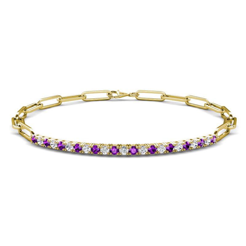 Lily 0.87 ctw Amethyst and Lab Grown Diamonds Paperclip Links Tennis  Bracelet 