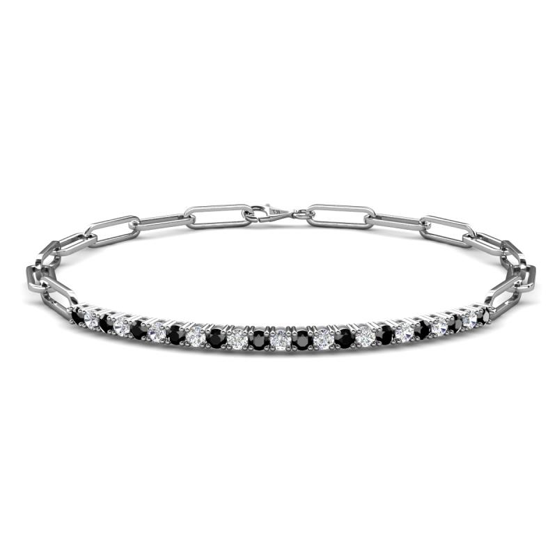Lily 0.76 ctw Black Diamonds and Lab Grown Diamonds Paperclip Links Tennis  Bracelet 
