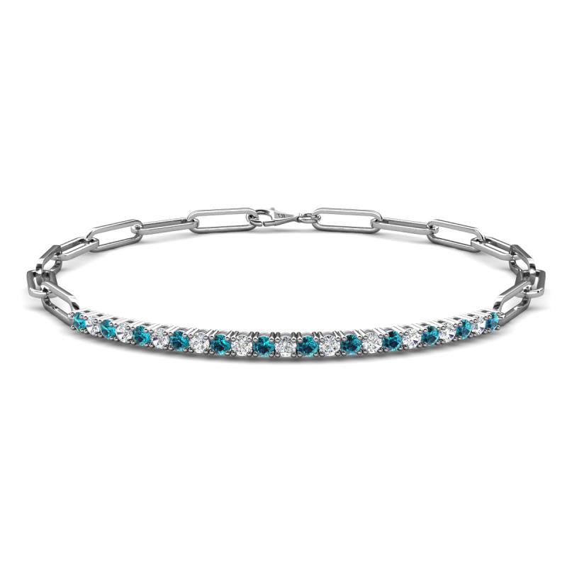 Lily 0.75 ctw Blue Diamonds and Lab Grown Diamonds Paperclip Links Tennis  Bracelet 