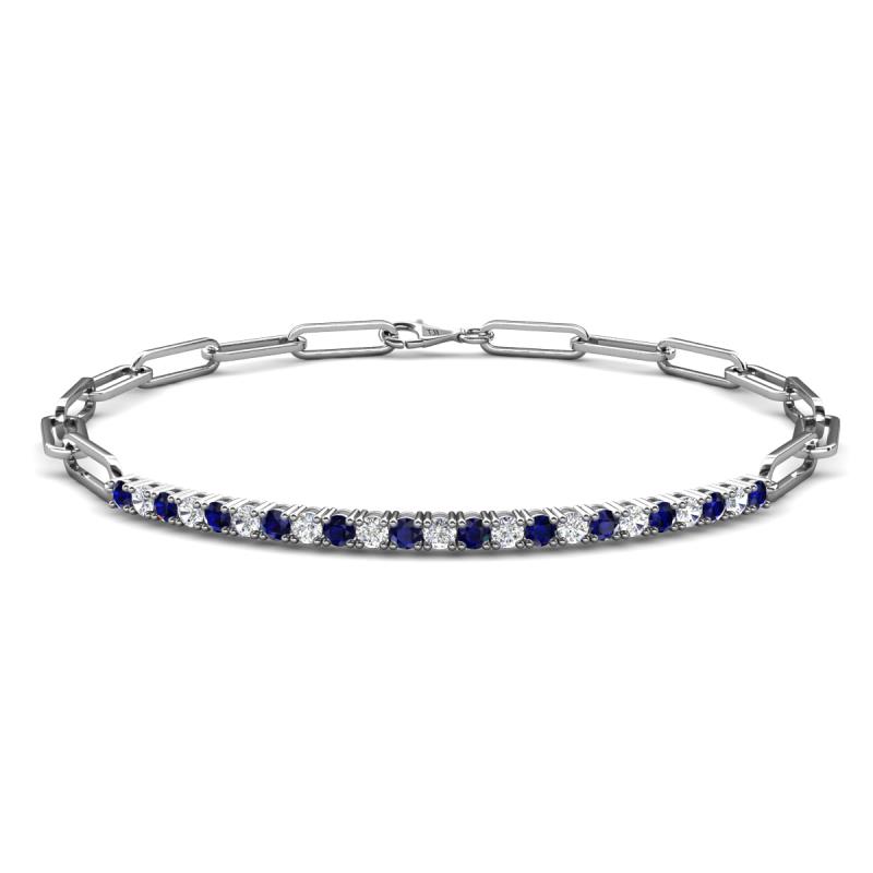 Lily 0.75 ctw Blue Sapphire and Lab Grown Diamonds Paperclip Links Tennis  Bracelet 