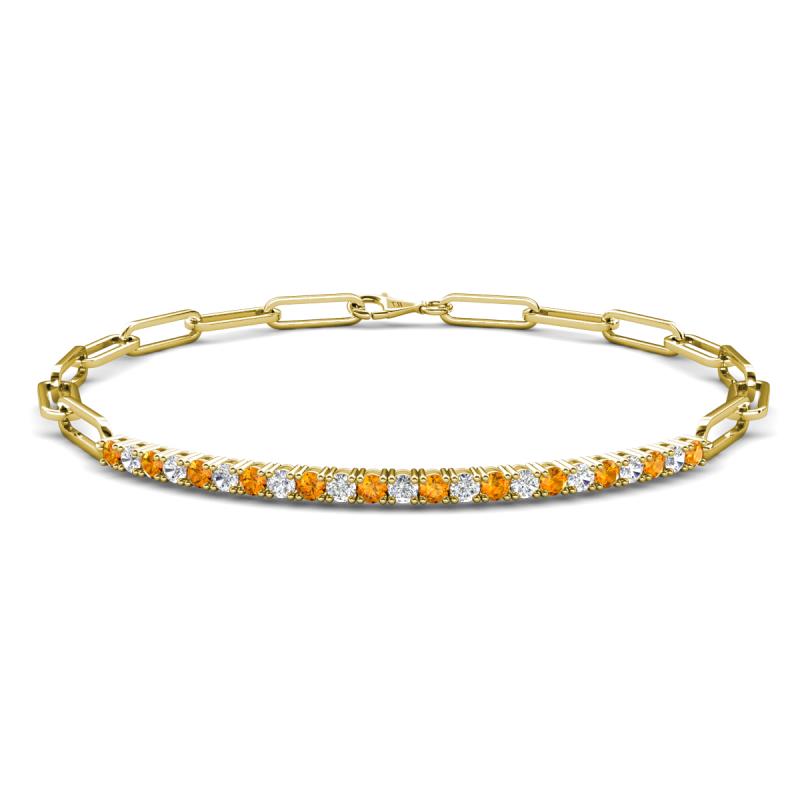 Lily 0.87 ctw Citrine and Lab Grown Diamonds Paperclip Links Tennis  Bracelet 