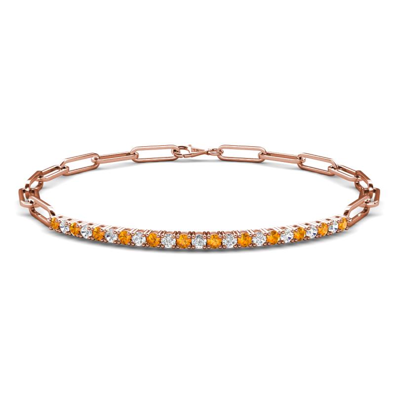 Lily 0.87 ctw Citrine and Lab Grown Diamonds Paperclip Links Tennis  Bracelet 